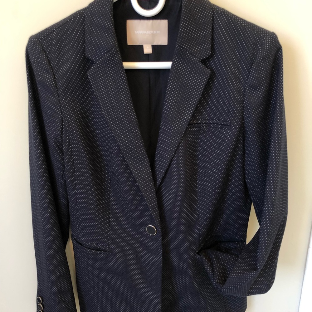 Banana Republic Navy Polka Dot Blazer